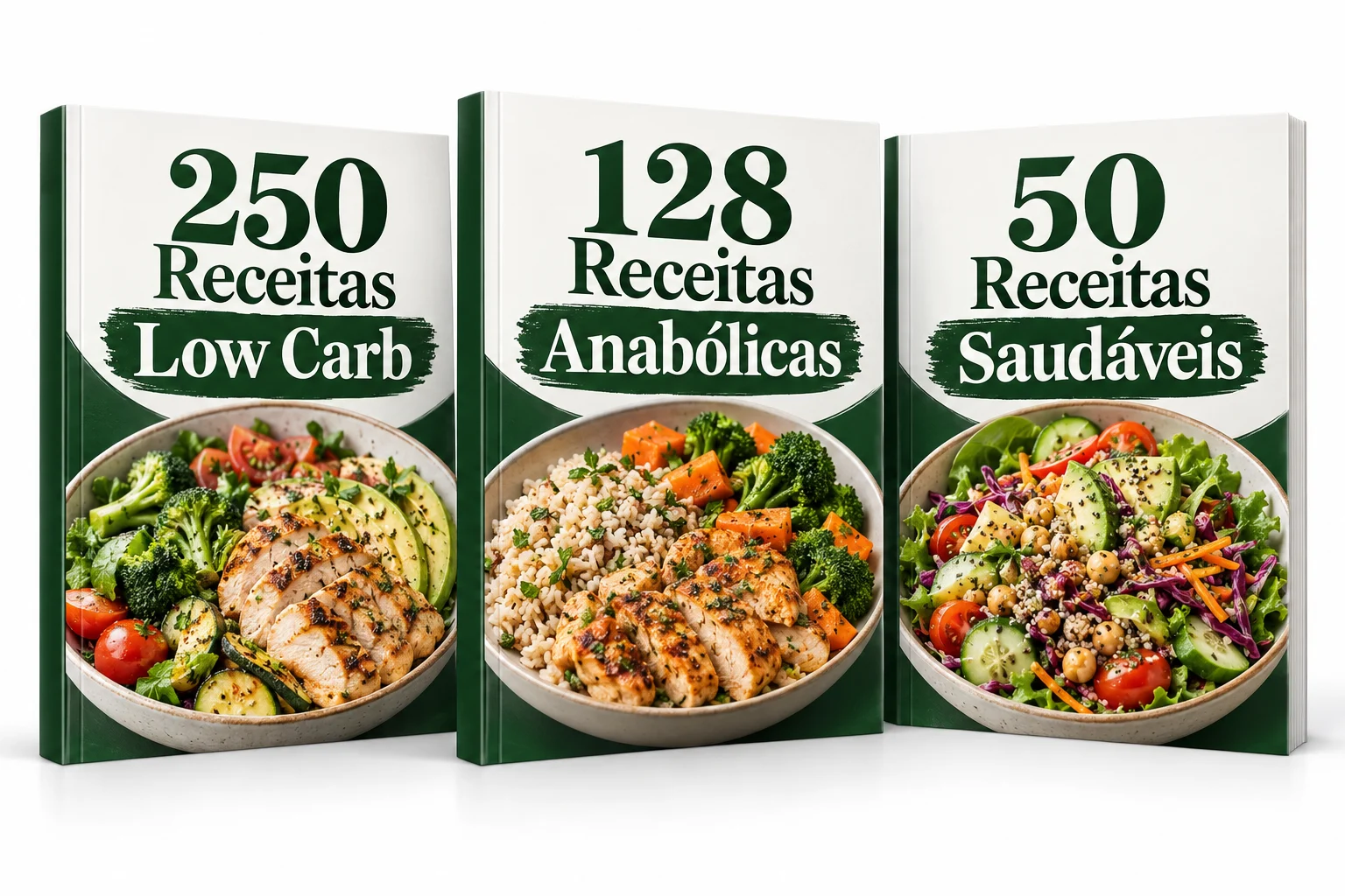 Mockups dos três livros de receitas bônus